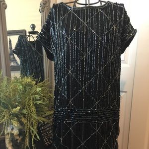 Flapper style beaded evening dress