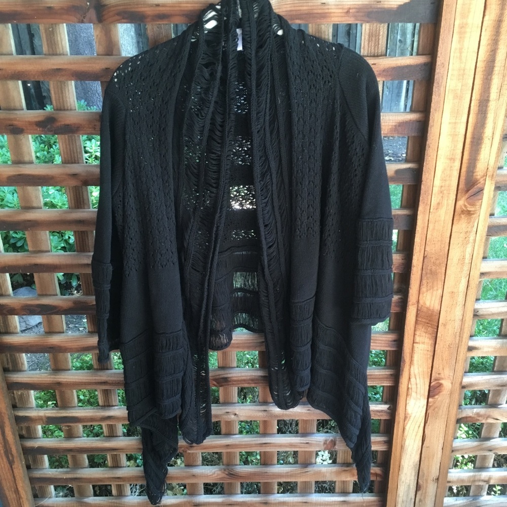 Costa Blanca black crochet hi-low sweater