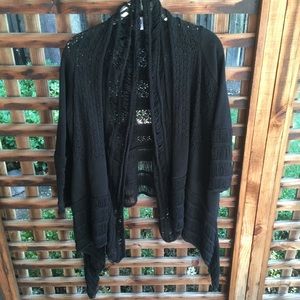 Costa Blanca black crochet hi-low sweater