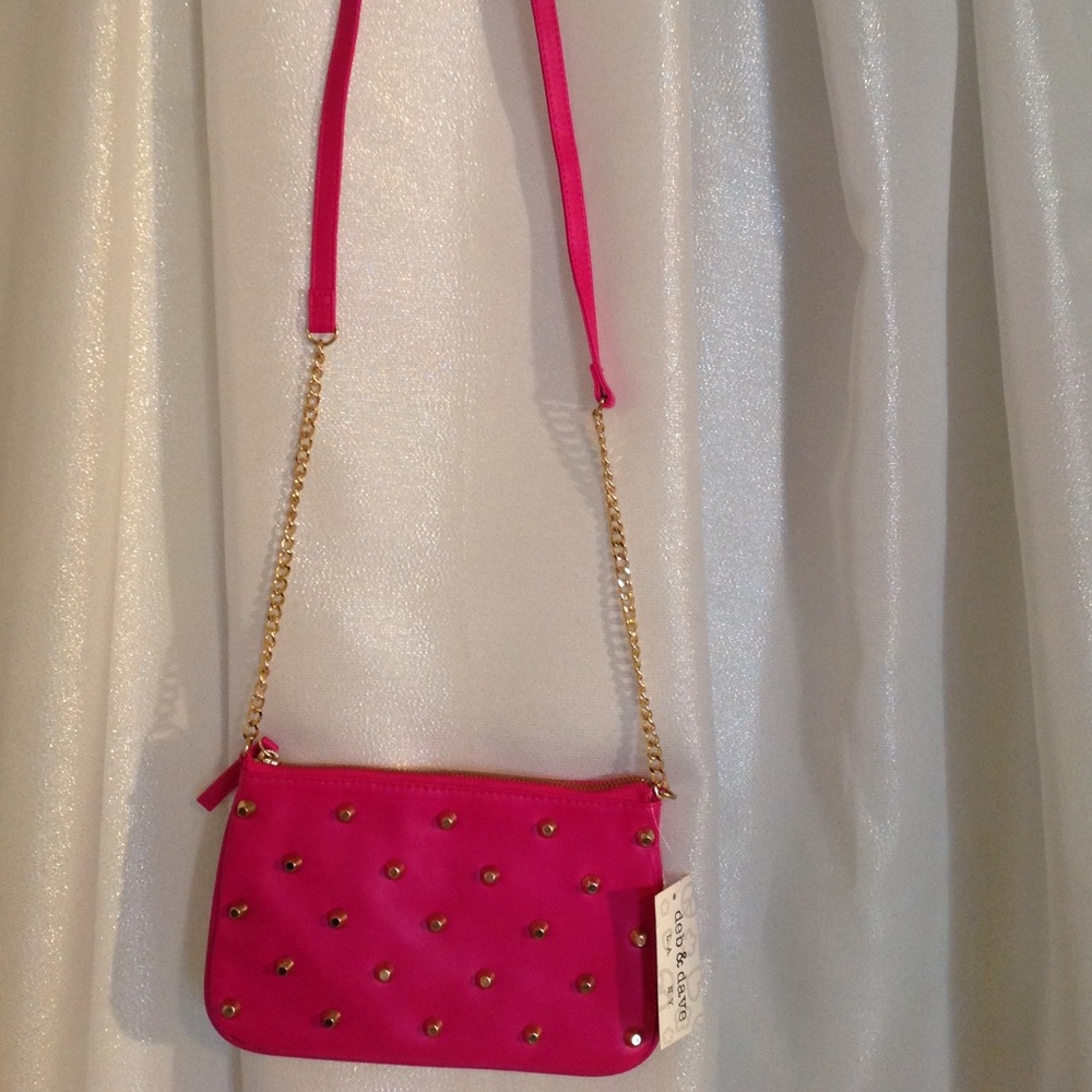 Hot raspberry & gold bag