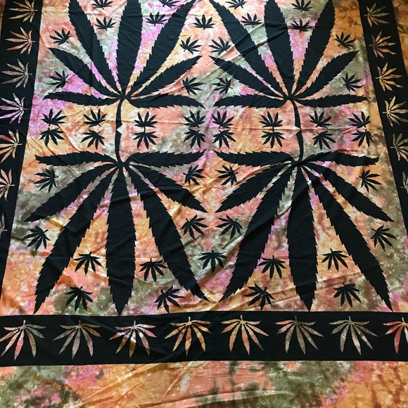 Tye Dye Cannabis Print Tapestry - Picture 2 of 3