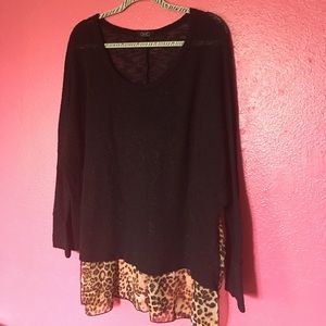 3X high low black/cheetah shirt