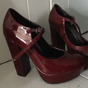 Burgundy chunky platforms