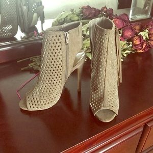 Justfab open toe bootie heels