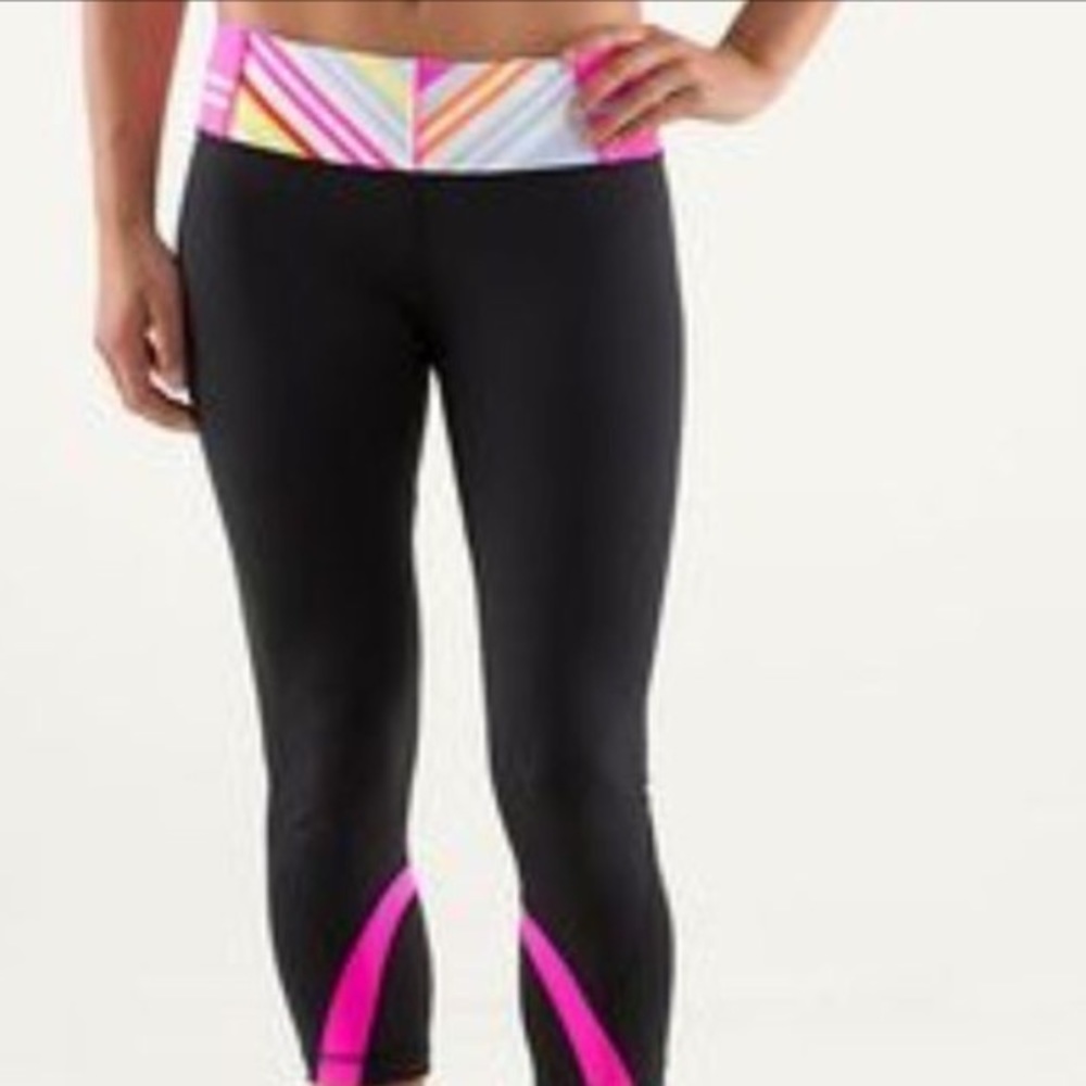 Pink stripe Lululemon run inspire legging