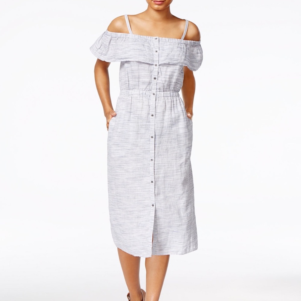 Lucky Brand Linen Off-The-Shoulder Dress