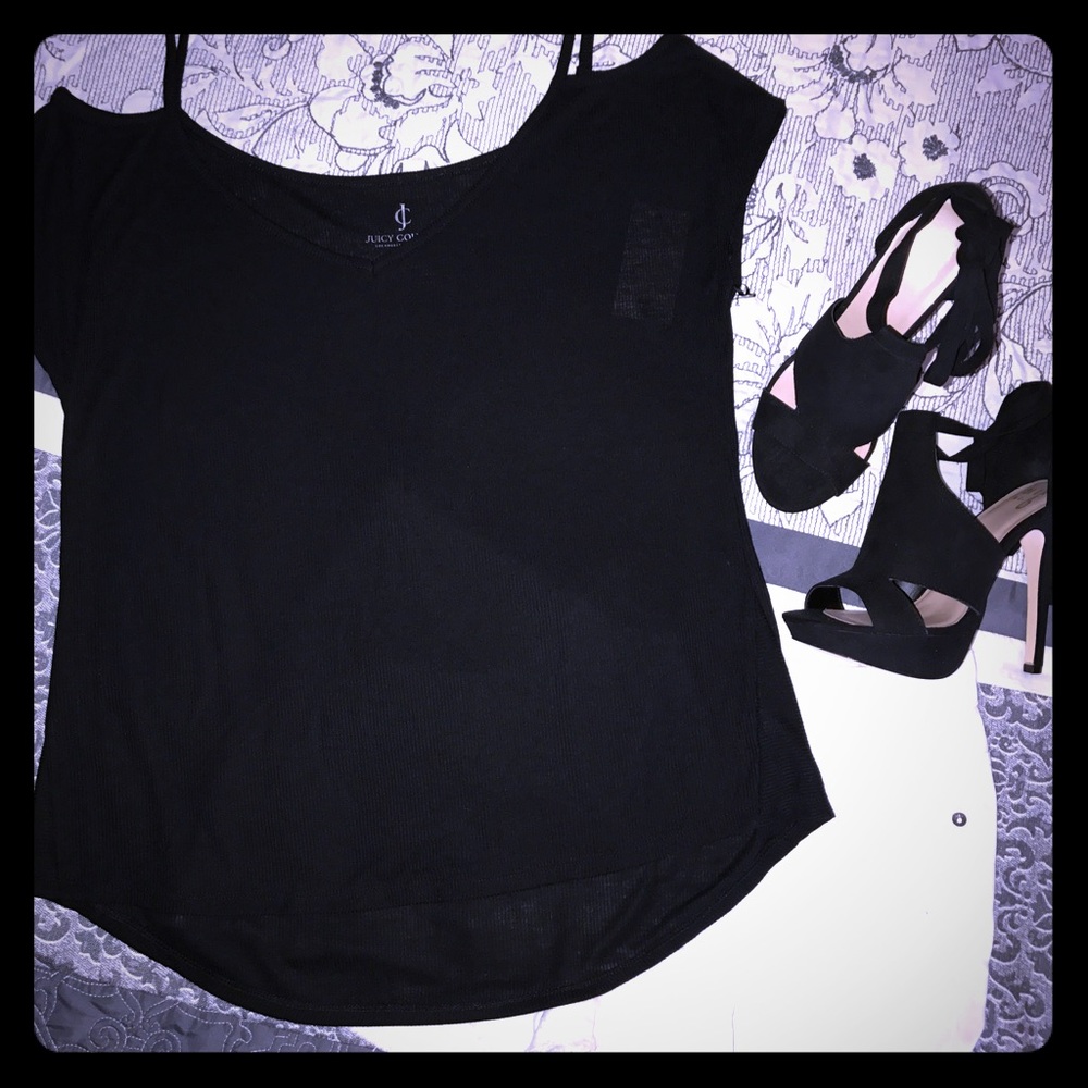 NWT - Juicy Couture Ribbed Cold Shoulder Top