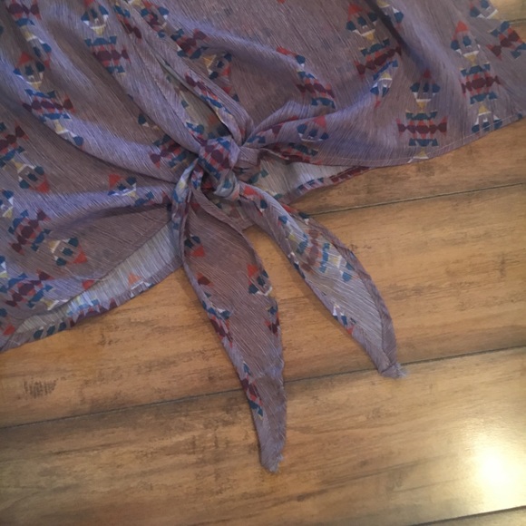 Tribal Print Sheer Button Up Blouse - Picture 3 of 5