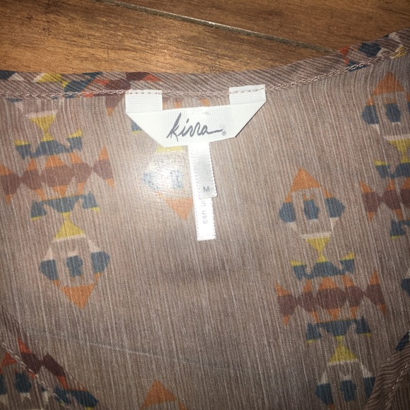 Tribal Print Sheer Button Up Blouse - Picture 4 of 5