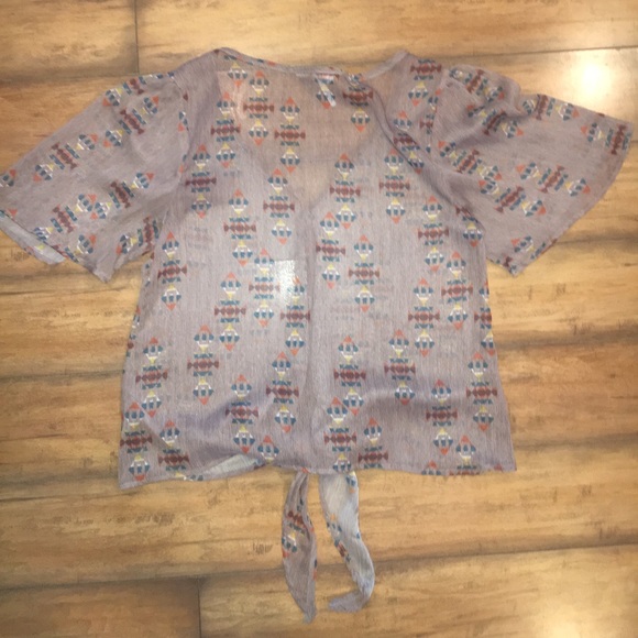 Tribal Print Sheer Button Up Blouse - Picture 5 of 5