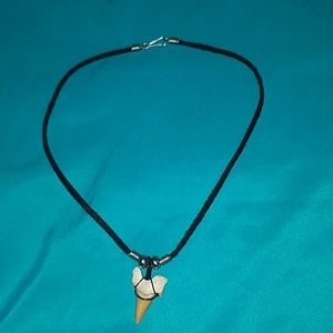 Leather cord shark tooth necklace