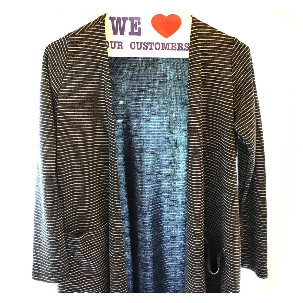 Lularoe XS Sarah Sweater Charcoal White Striped