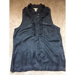 J.crew Ruffled Navy Top Size 10