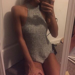 high neck sleeveless sweater