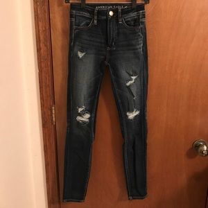 Women's AEO high rise destructed skinny