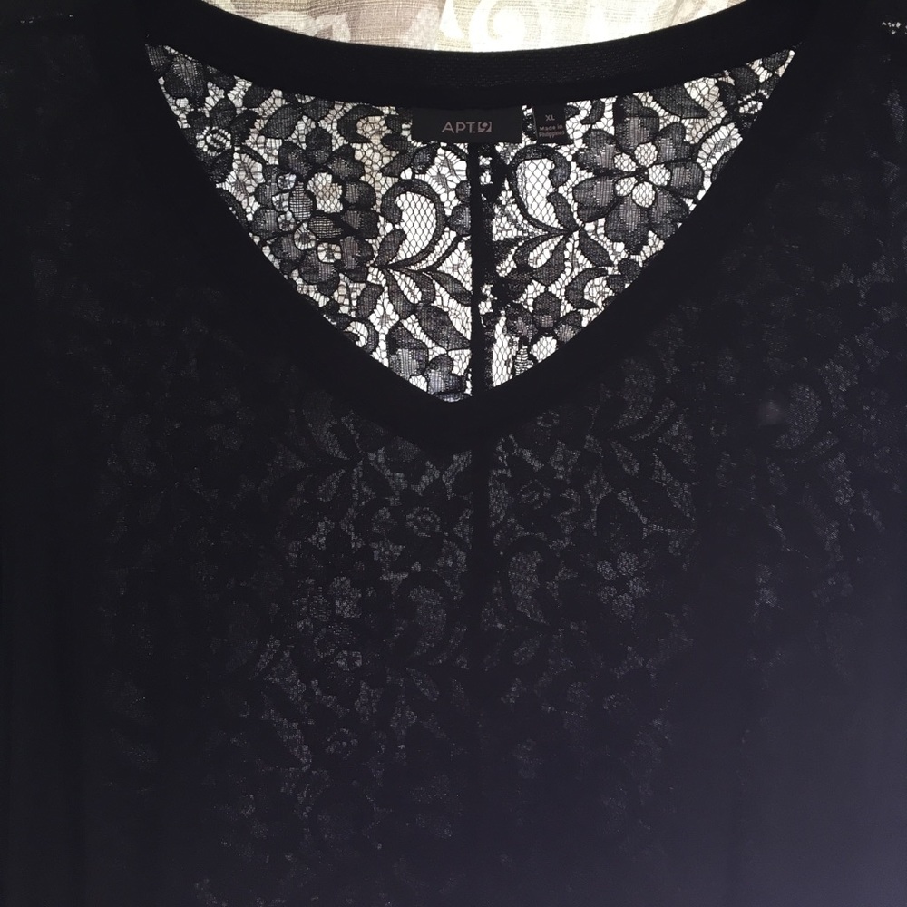 Long-Sleeve Black Top with lace detail