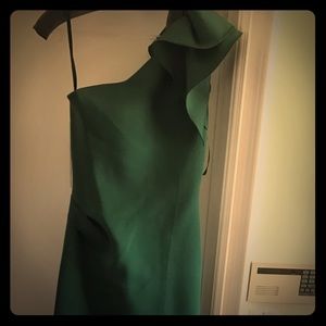 One shoulder emerald green Jovani gown