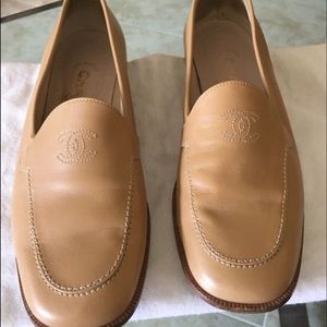 Chanel logo camel loafers size 37