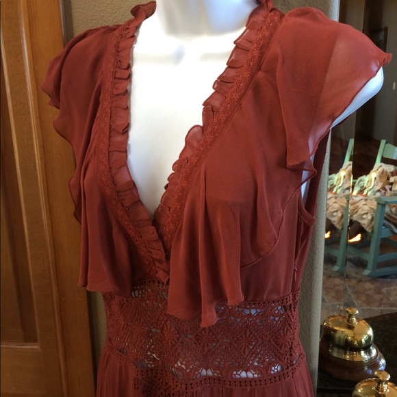 🍃💕NWT Chan Luu Ruffled Boho Crochet  Maxi Dress - Picture 5 of 8