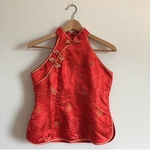 Vintage Cherry Blossom Collared Blouse