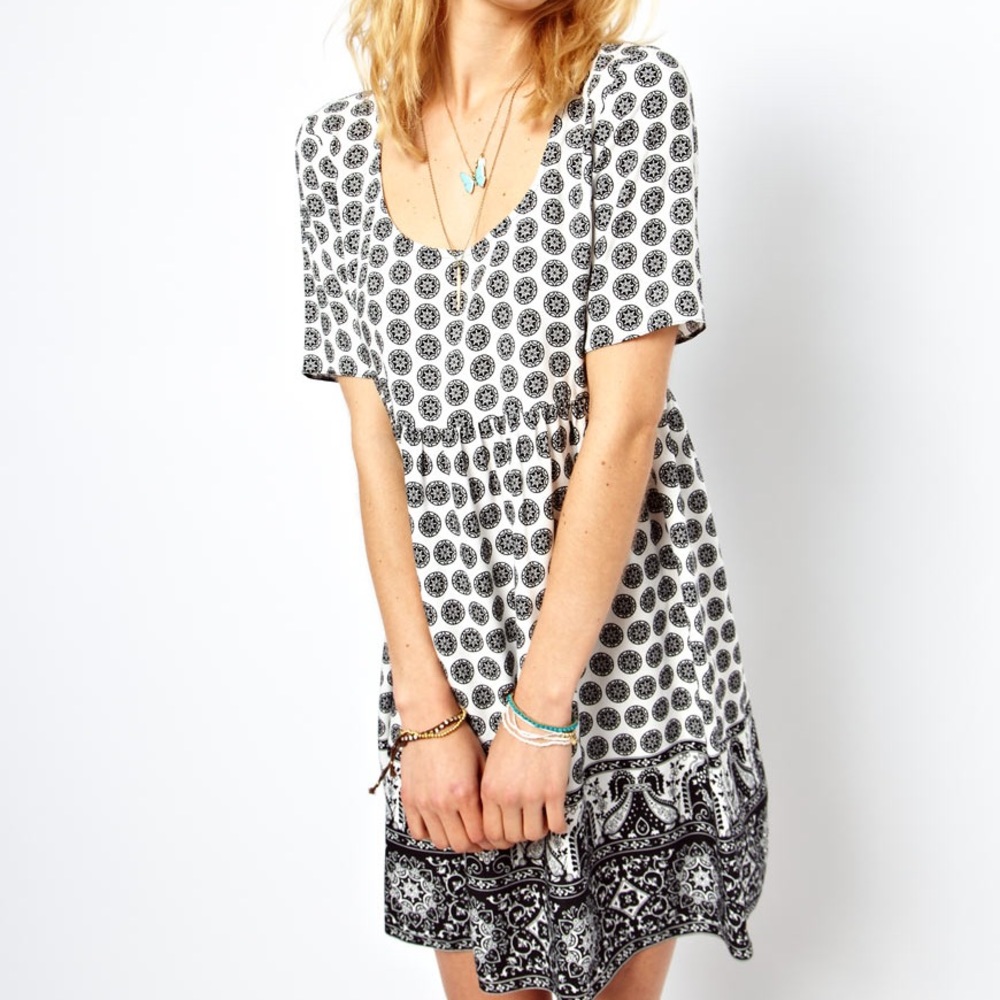 Asos smock dress in tile border print