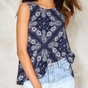 Nasty Gal/Brave Soul Navy Stick'Em Up Bandana Top
