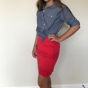 Jcrew Bright Red Skirt