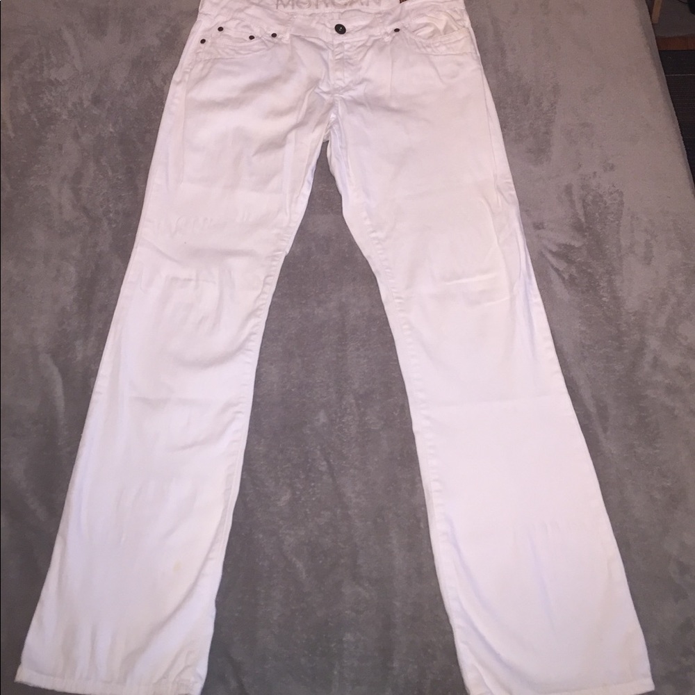 White straight-leg jeans, size 12