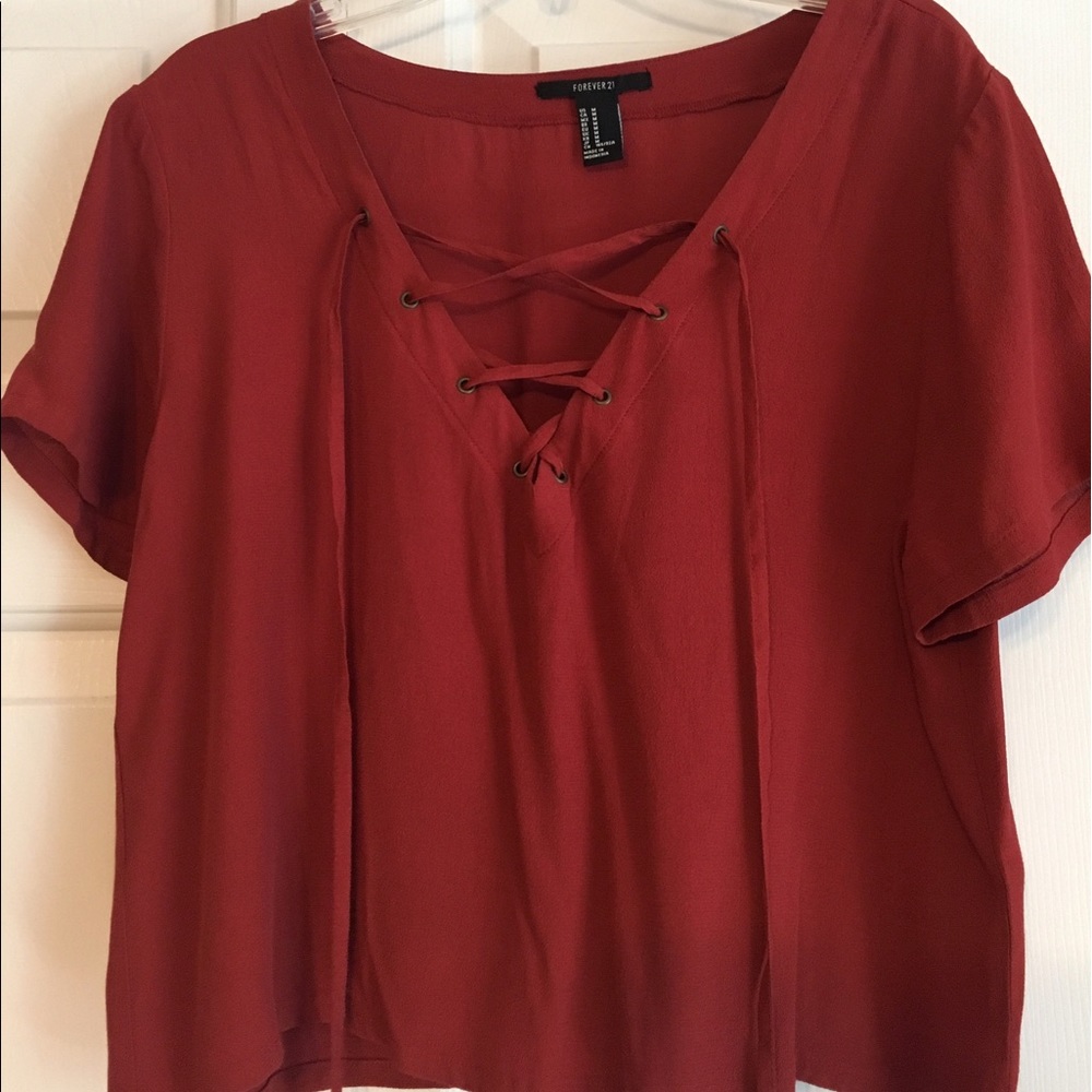 Rust Tie Neck Top