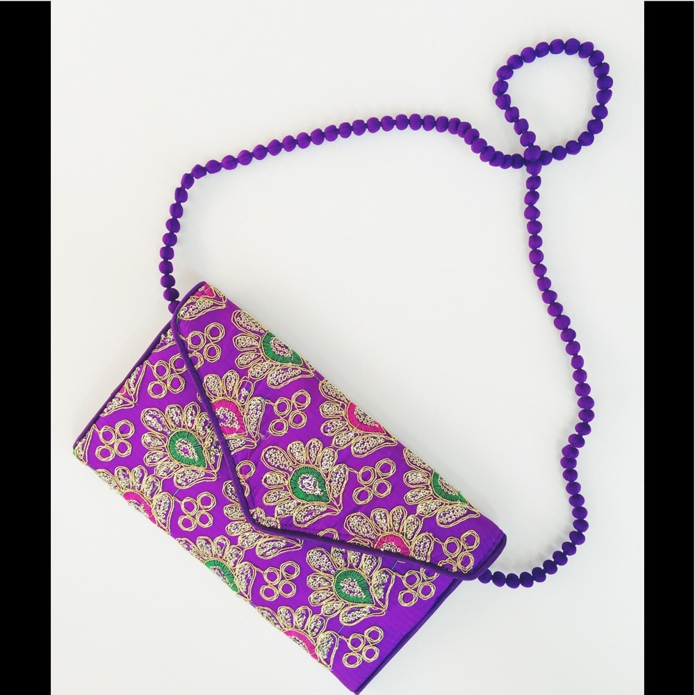 Peacock Bag -colorful handcrafted clutch/crossbody - Picture 1 of 3