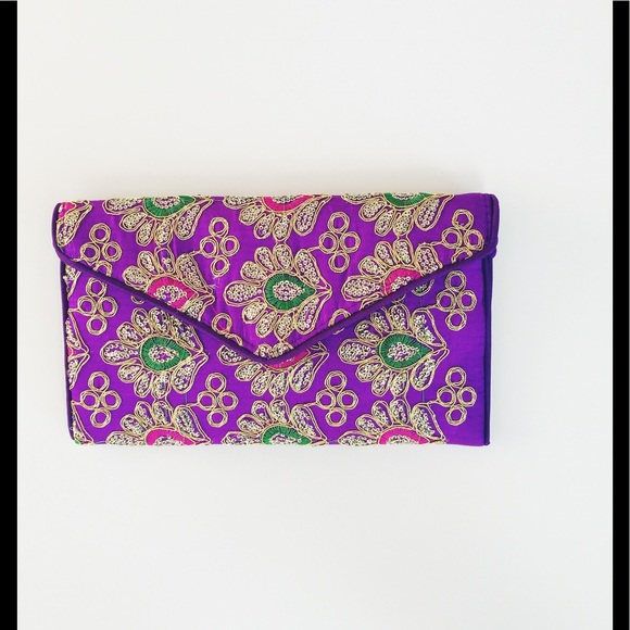 Peacock Bag -colorful handcrafted clutch/crossbody - Picture 2 of 3