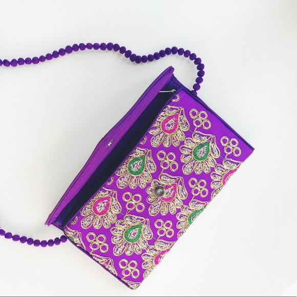 Peacock Bag -colorful handcrafted clutch/crossbody - Picture 3 of 3
