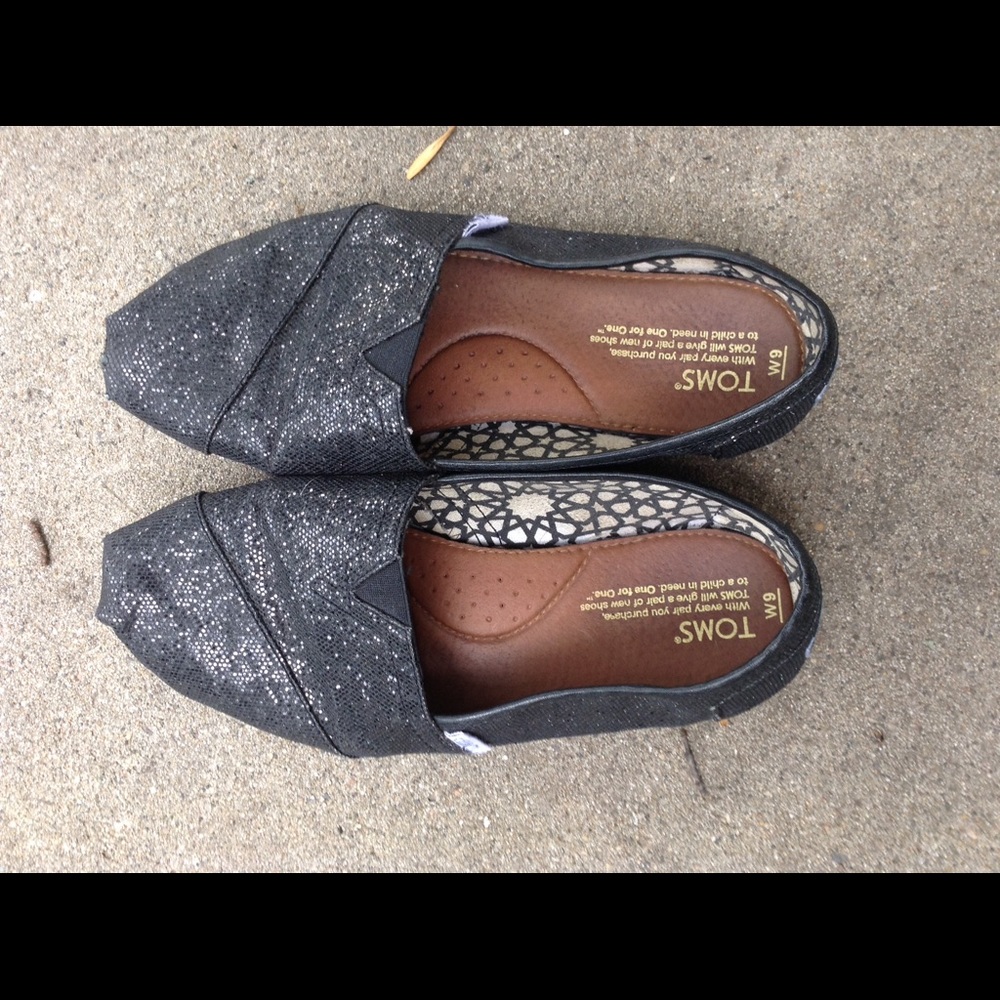Black Glitter Toms