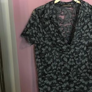 🔴DONATING SOON!! Turquoise lace blouse