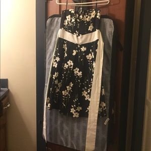 Strapless black dress w/ white flowers
