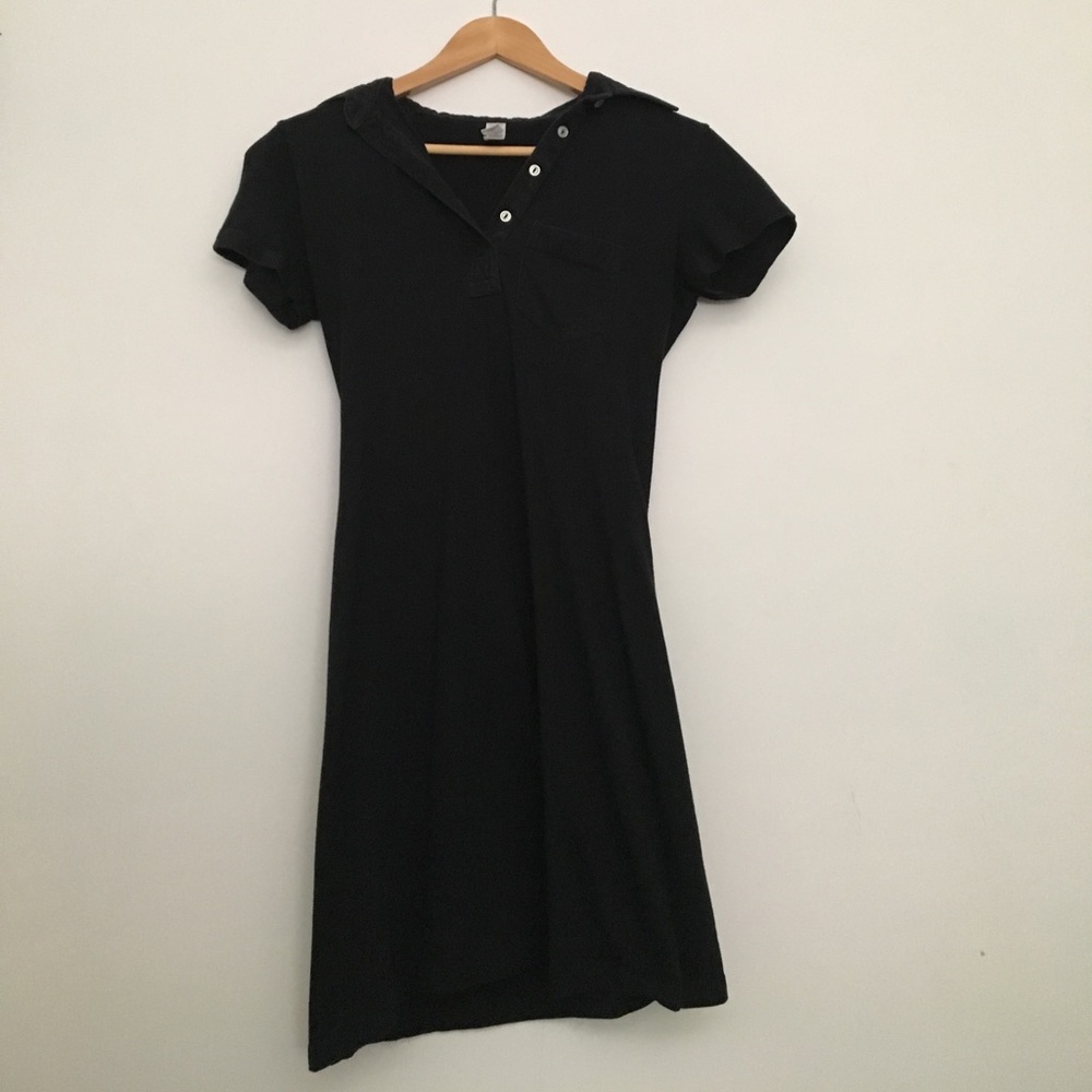 Vintage American Apparel Black Polo T Shirt Dress