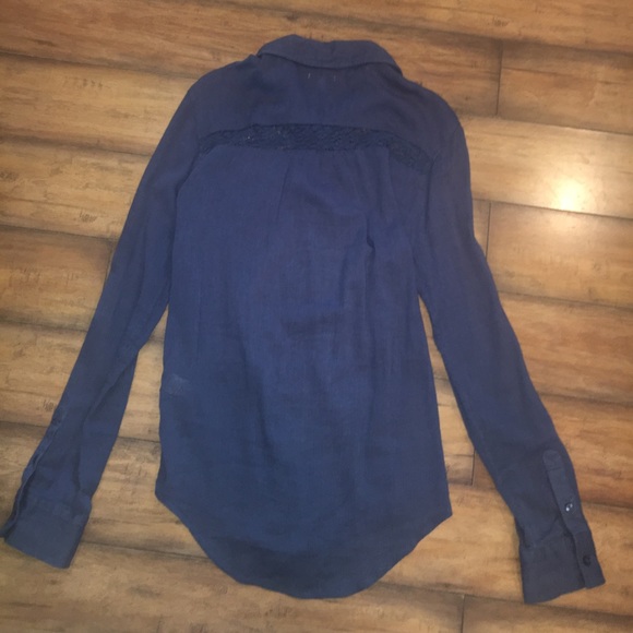 Dark Blue Button Up with Lace Detail! - Picture 3 of 5