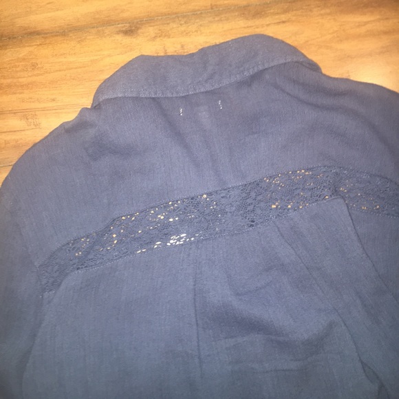 Dark Blue Button Up with Lace Detail! - Picture 4 of 5