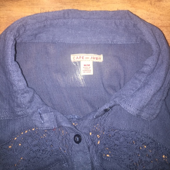 Dark Blue Button Up with Lace Detail! - Picture 5 of 5