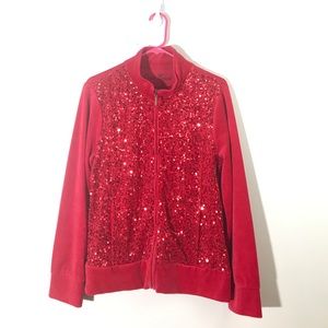 Onque Casual Red Long Sleeve Zip Up