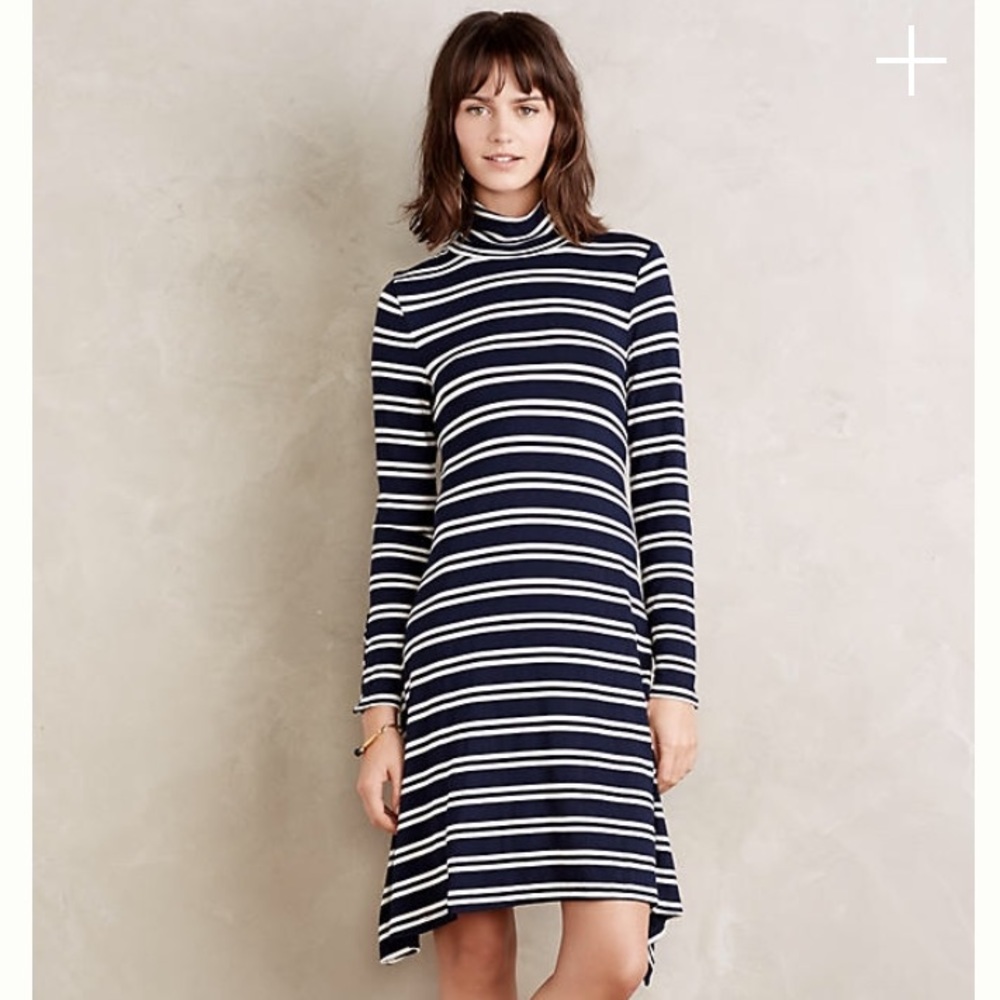 Maeve striped turtleneck dress from Anthropologie.
