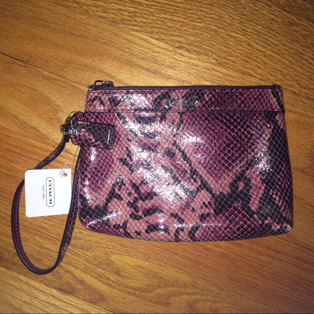 Coach embossed python wristlet