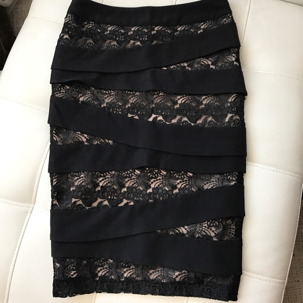 Skirt, black and nude with lace. European size 40