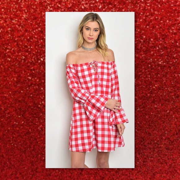 ALMOST GONE🆕Off Shoulder Bell Sleeve Lace Up Dre - Picture 2 of 3