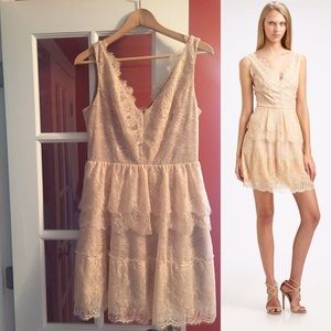 $338 BCBG MAXAZRIA Willa Lace "Tapioca" Mini Dress