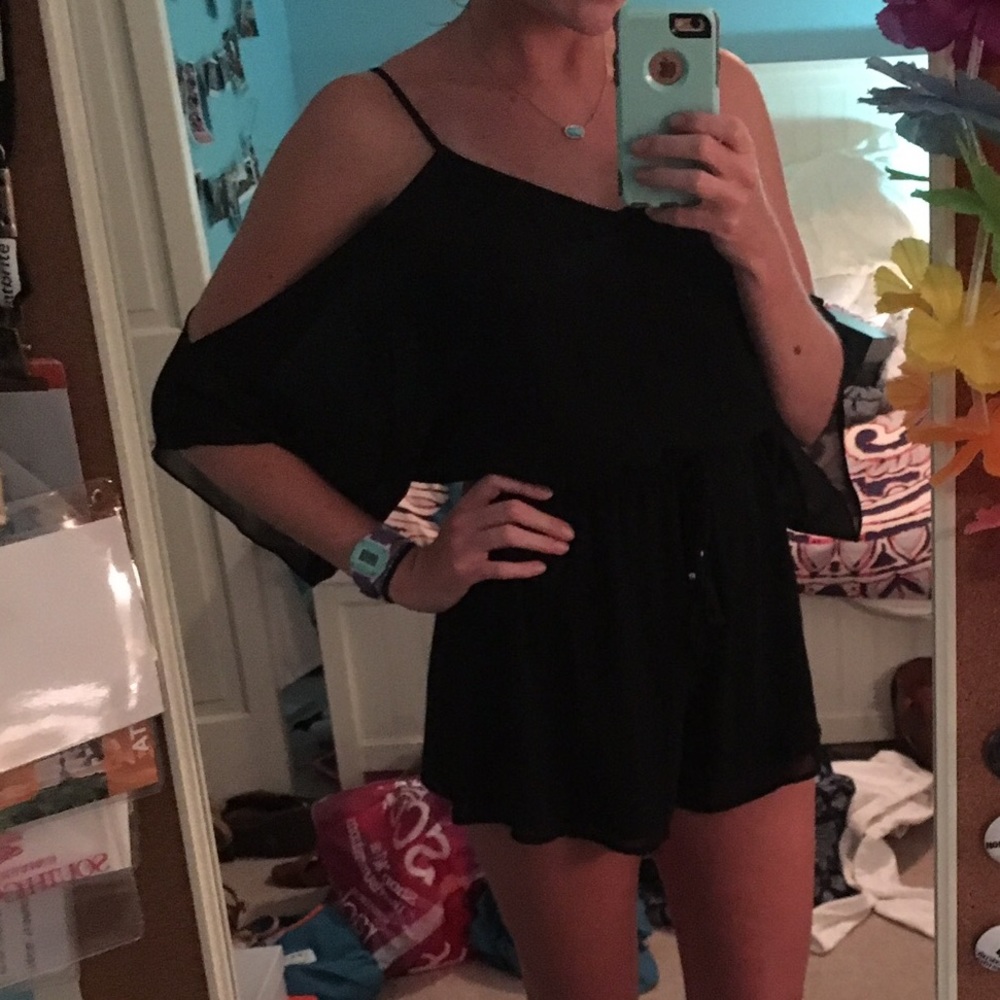 KLD Signature cold shoulder black romper