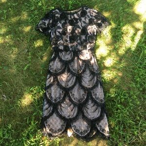 Neiman Marcus Lace/Floral Black Dress