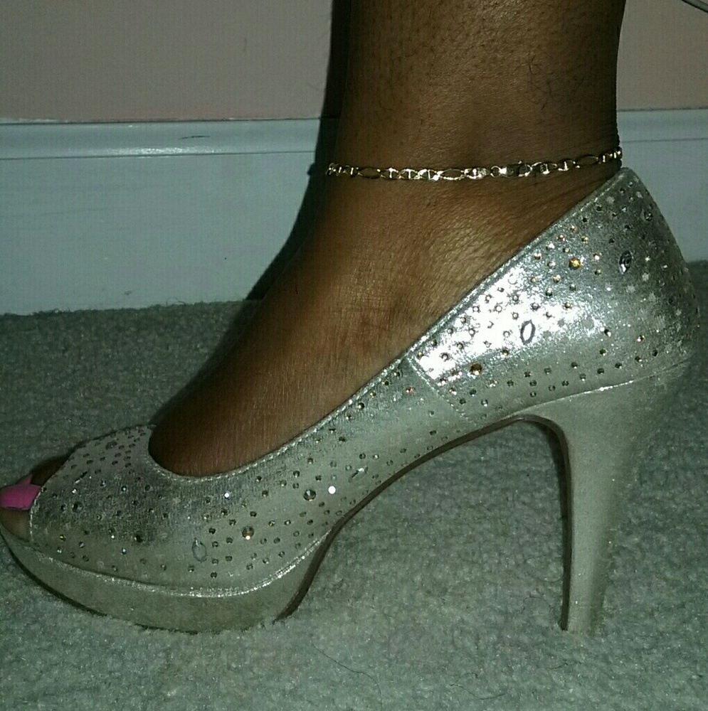 silver wedding heels