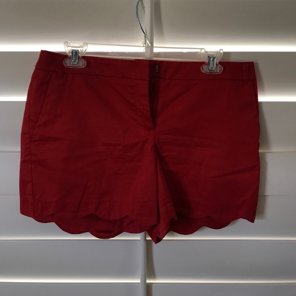 Dalia Collection Red Scalloped Shorts