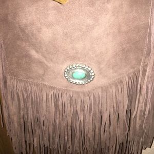 💓Genuine leather crossbody with fringe (brown)💓